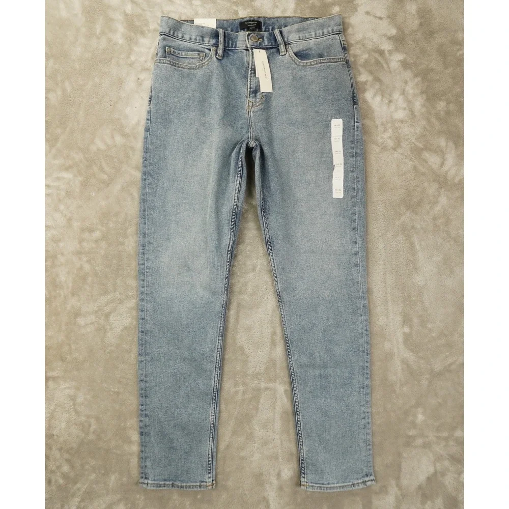 Banana Republic Travel Slim Jeans Mens 34x32 Medium Wash Blue Tapered Denim New